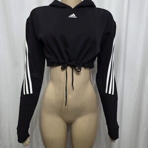 Adidas Women's Black Cropped Hoodie